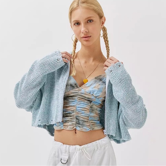 NWT UO Rhode Distressed hooded Cardigan - Picture 3 of 4